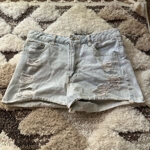 Forever 21 Light Blue Ripped Jean Shorts
